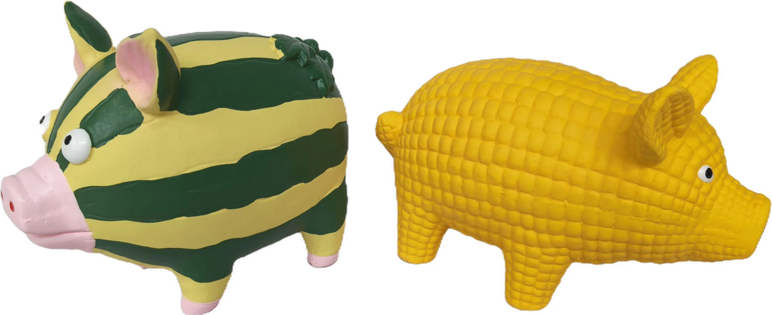 Latex Pig Squeaky Pet Toy Natural Rubber Screaming Maize Pig & Watermelon Pig Puppy Toy 2pcs/Pack