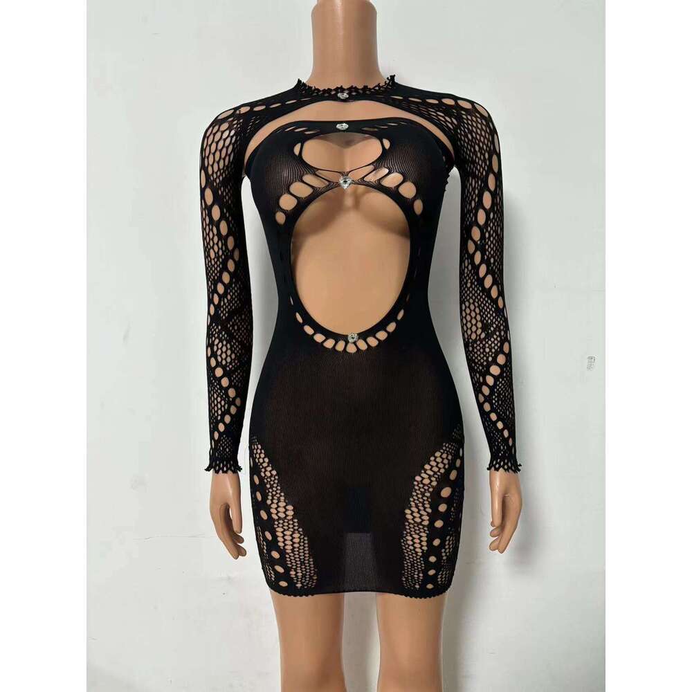 Halter Whit Maxi Dresses Yue Die S New Round Neck Shawl Strapless Sexy Slim Fit Hollowed Out Navel Ultra Short Studded Diamond Dress YDT Prom Sexy Dre