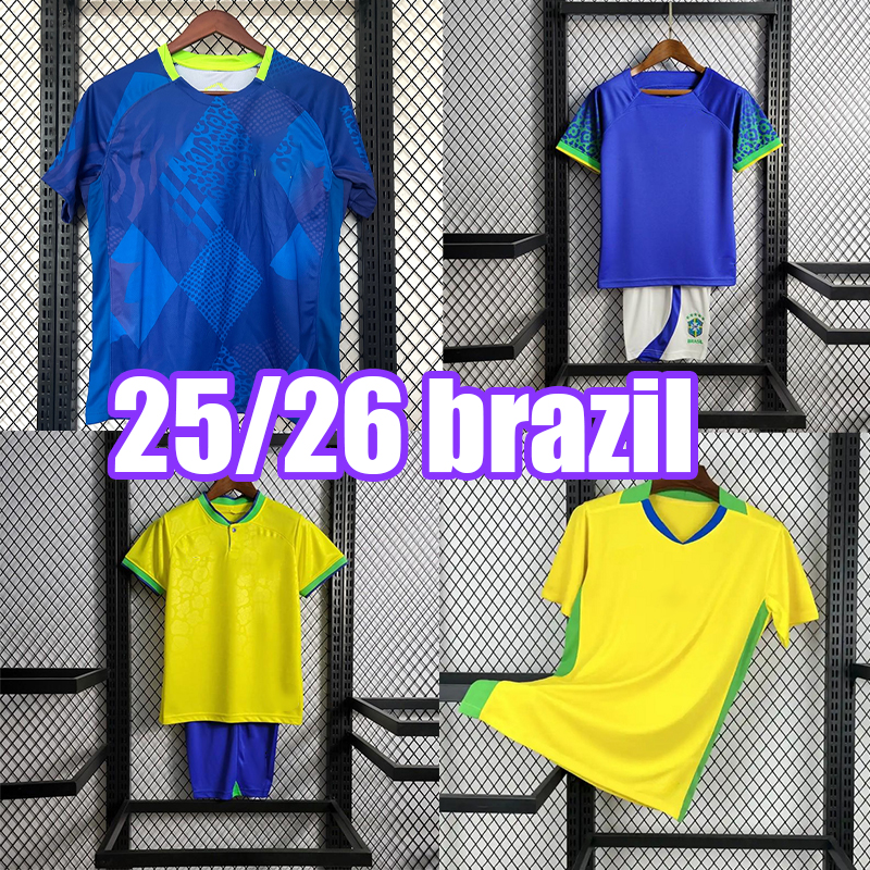CBF 25 26 Brazils Soccer Jersey NEYMAR JR Brasil CASEMIRO National Team G.JESUS P.COUTINHO Home Away Men Kids L.PAQUETA T.SILVA PELE MARCELO VINI JR Football Shirt