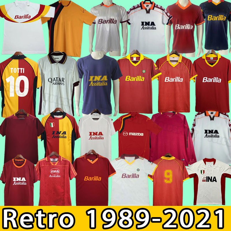 1989 1990 RoMa retro soccer jerseys 1991 92 94 95 96 97 98 99 TOTTI BATISTUTA DE ROSSI 2000 01 02 Men Uniforms 2000 2001 2005 06 2017 18 rome 2020 21 Football Shirt long