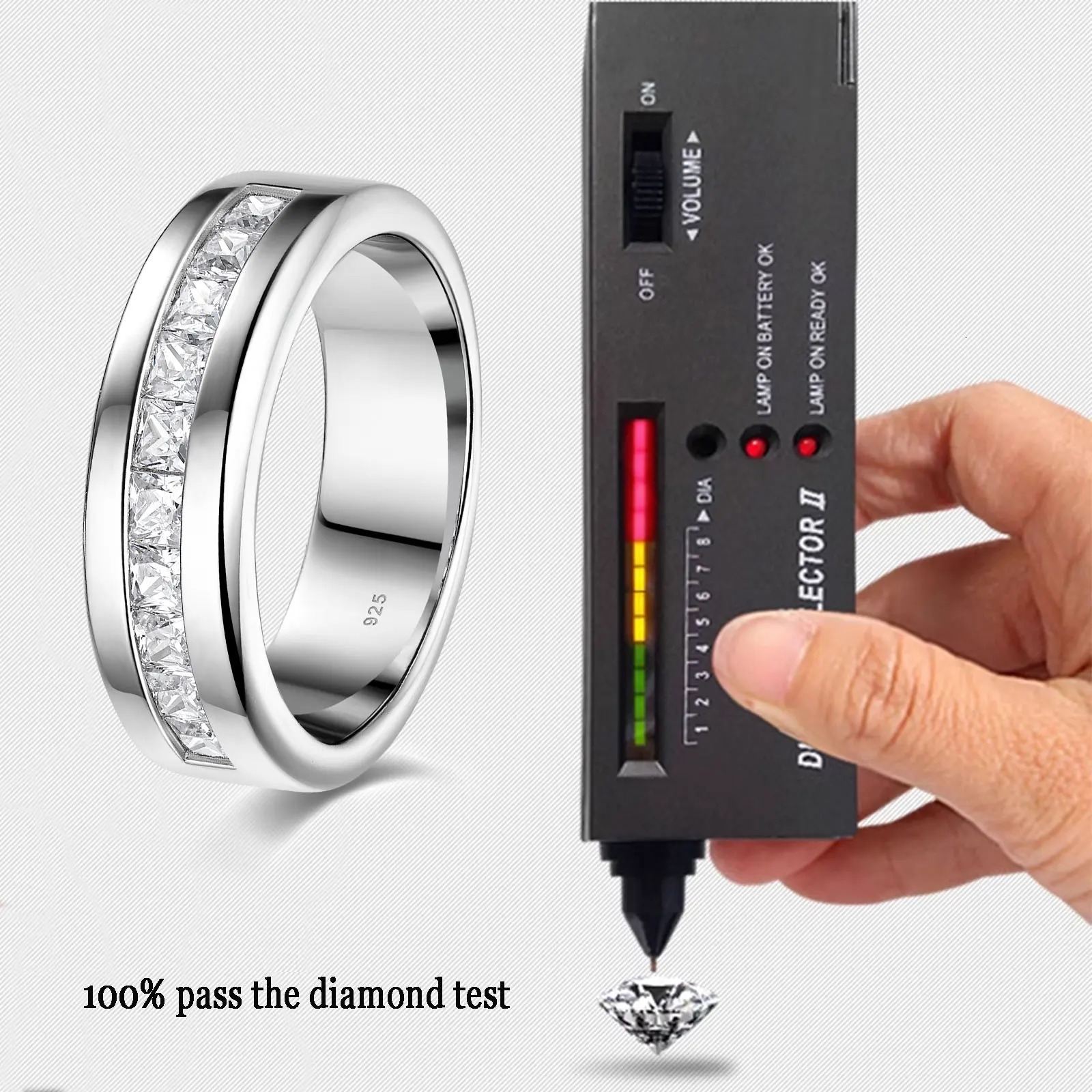 she 925 Sterling Silver Mens Wedding Band Half Princess Cut Lab Created Diamond Ring Jewelry 250522