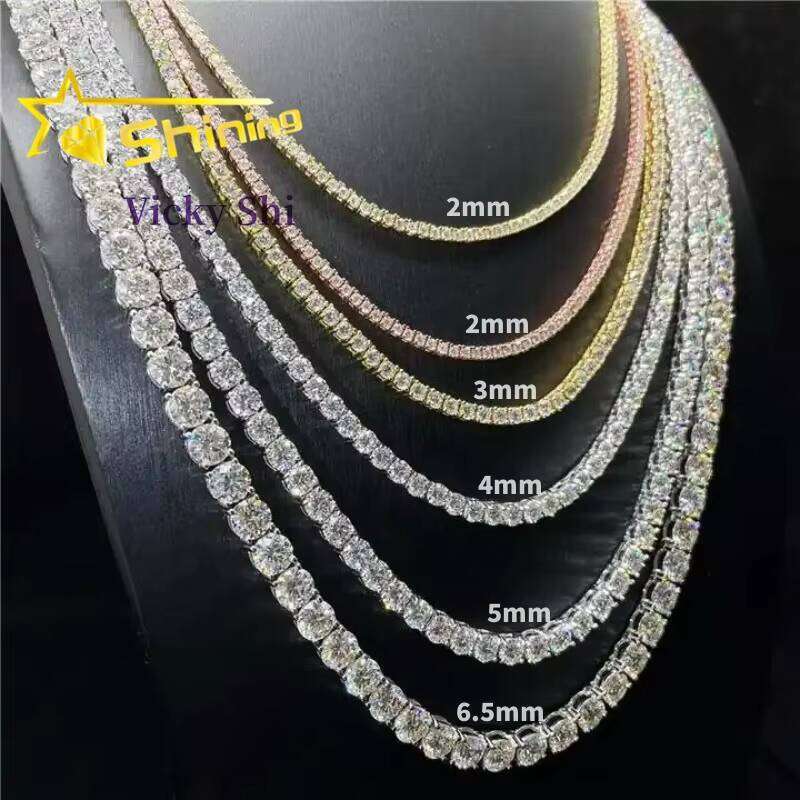 Wholesale Price Sier Pass Dia Tester 2Mm 3Mm 4Mm 5Mm 65Mm Moissanite Tennis Bracelet Necklace