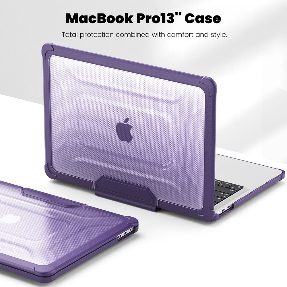 Case For Macbook Pro 13 inch M2 Mac Pro 13" M1 Heavy Duty Rugged Hard Shell Transparent Cover with TPU Bumper Fold Kickstand Protective Cases