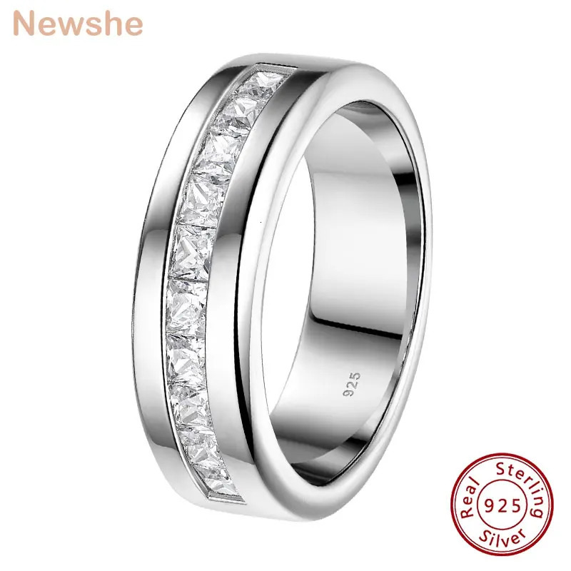 she 925 Sterling Silver Mens Wedding Band Half Princess Cut Lab Created Diamond Ring Jewelry 250522