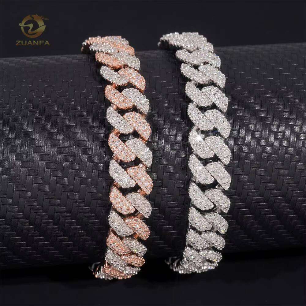 High Quality 10Mm Silica Hip-Hop Sier Chilled Cuban Chain Strap GRA Certificate