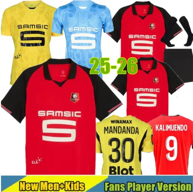 25 26 Stade Rennais Fc Soccer Jerseys MUINGA TERRIER BLAS BOURIGEAUD Doku Guirassy CAMAVINGA Aguerd Niang 2025 2026 Maillots De Foot Men Kids Kits