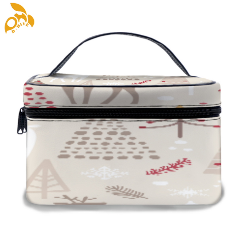 Free delivery. Fashion designers customize lightweight high-quality full-print leather cosmetic bags in white and black