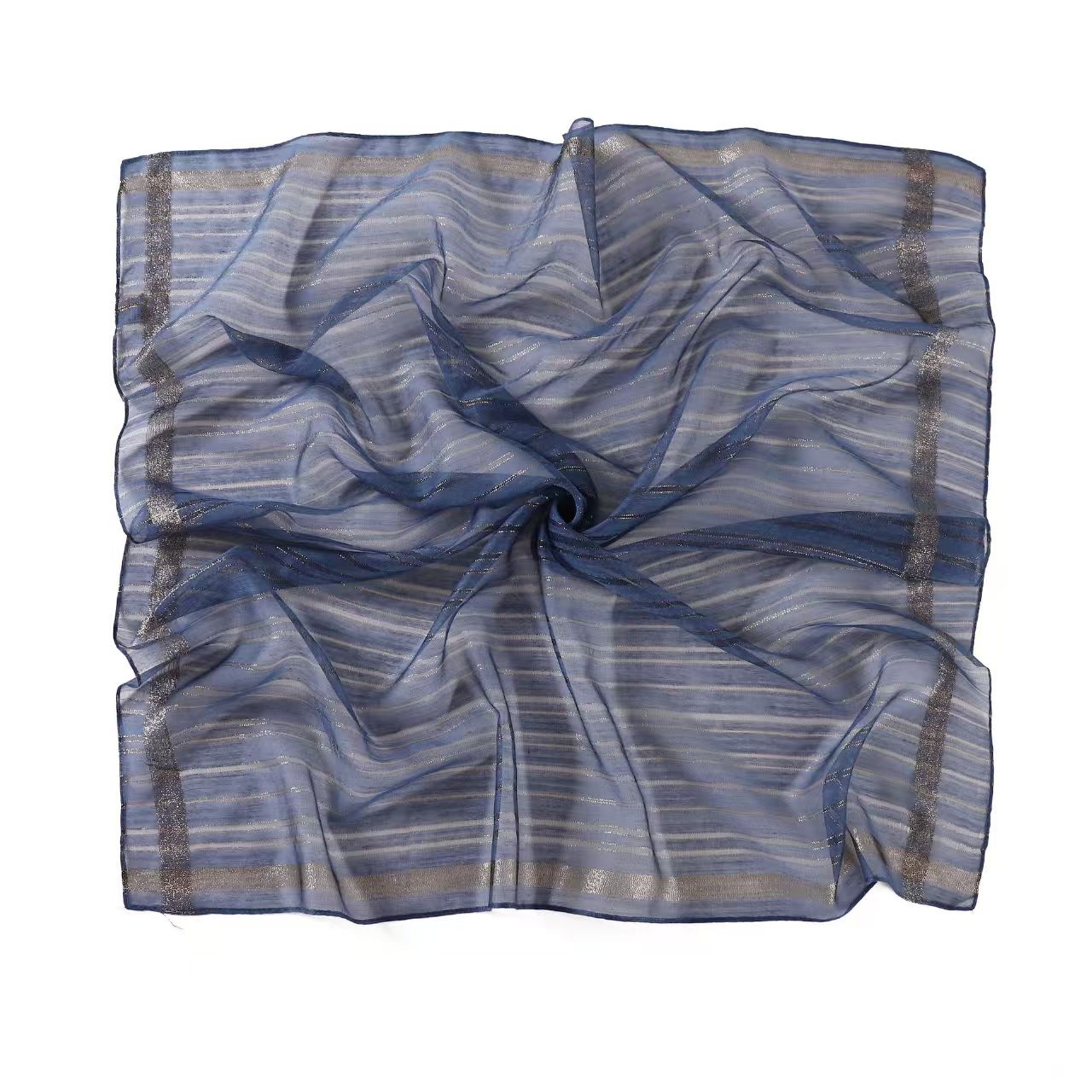 T780 double stripe silver silk square scarf headscarf scarf fashion accessories silk scarf travel sun protection shawl