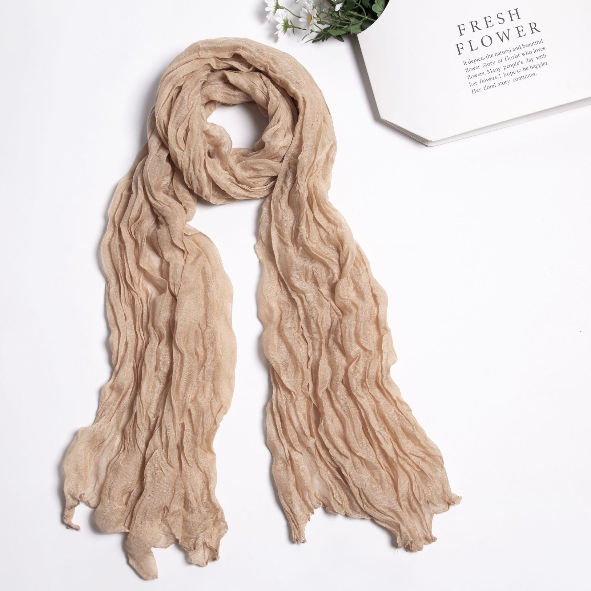 K803 Foreign trade twist scarf Bali yarn candy color wrinkled versatile pleated scarf shawl ladies scarf