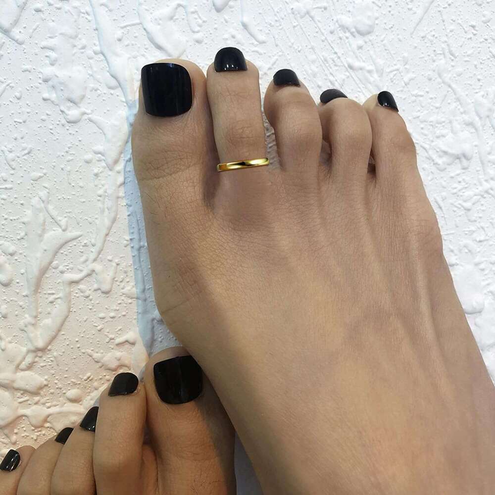 Ladies' fashion 14K gold filled set, thin strap beach foot jewelry, summer opening adjustable toe ring