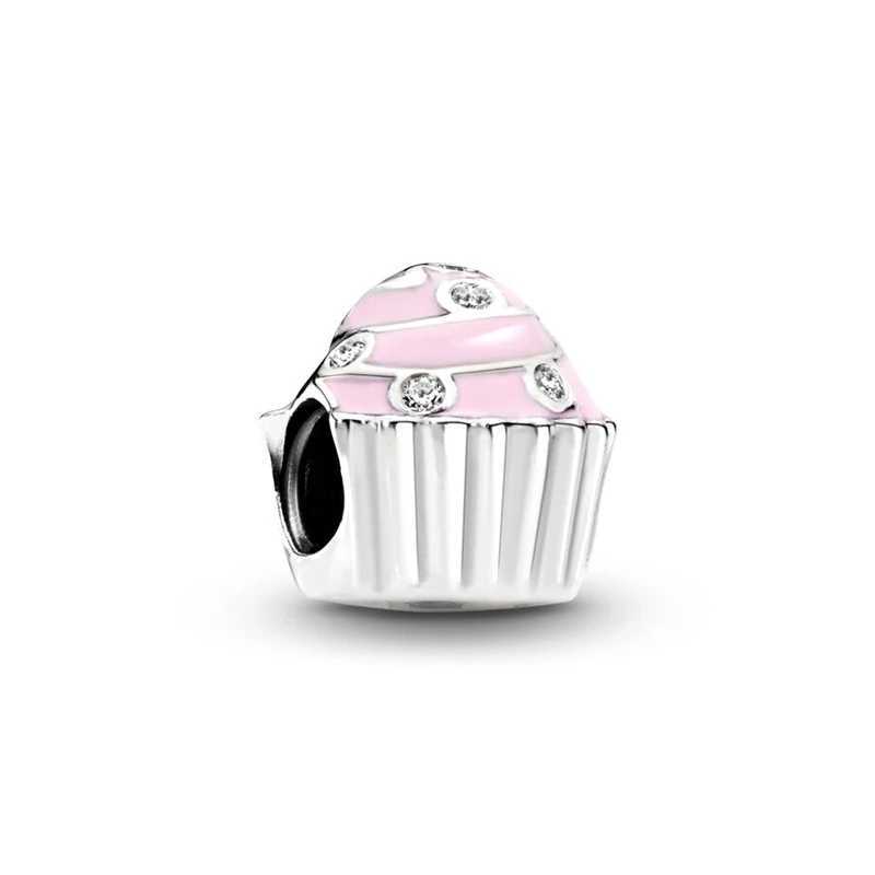 Pink Series Mom Hearts Flower Crown Cupcake Charm Bead Fit Original European 925 Silver Bracelet DIY Jewelry Key Chain AccessoryXJ250523