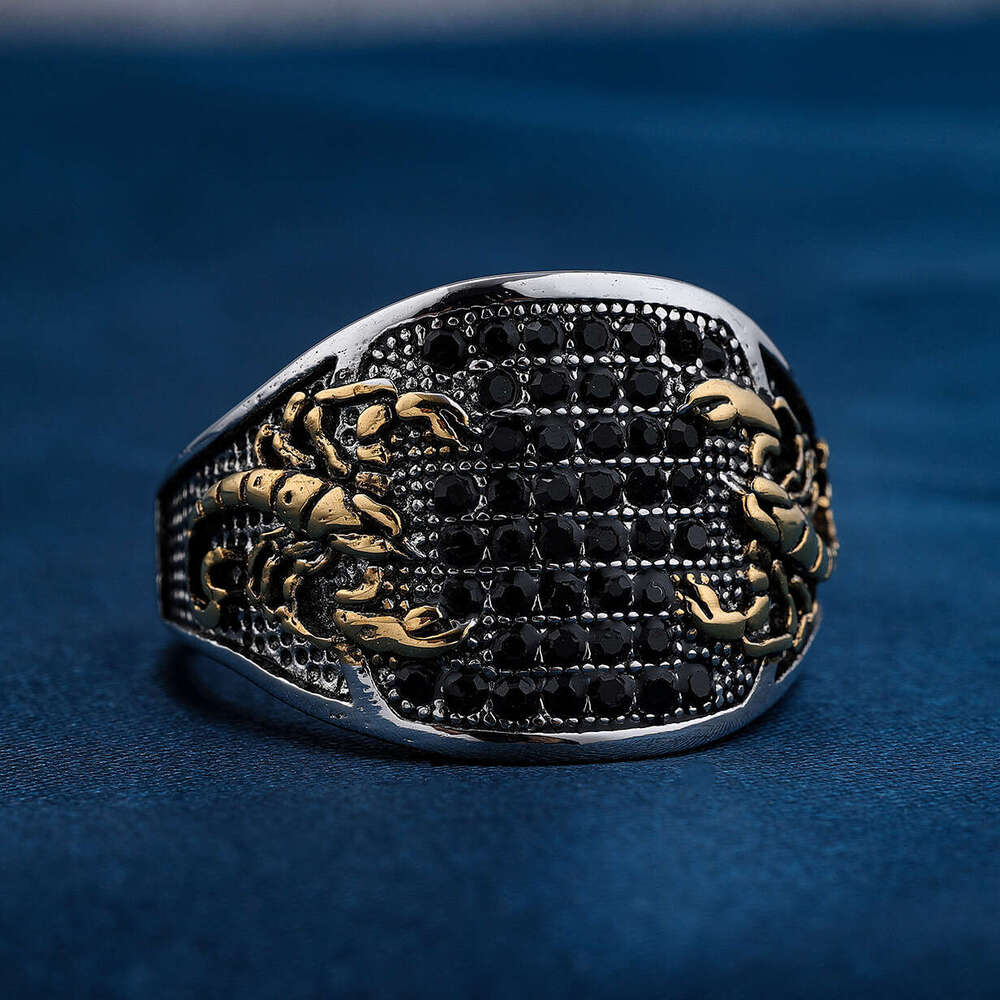 Hot selling personality scorpion black diamond titanium steel ring Nordic minimalist fashion accessory