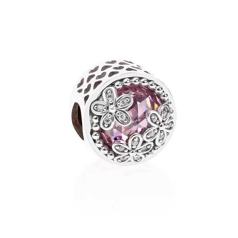 Sparkling Pink Flowers Series Cherry Blossom Daisy Charm Beads Fit Original European 925 Silver Bracelet DIY Women Jewelry GiftsXJ250523