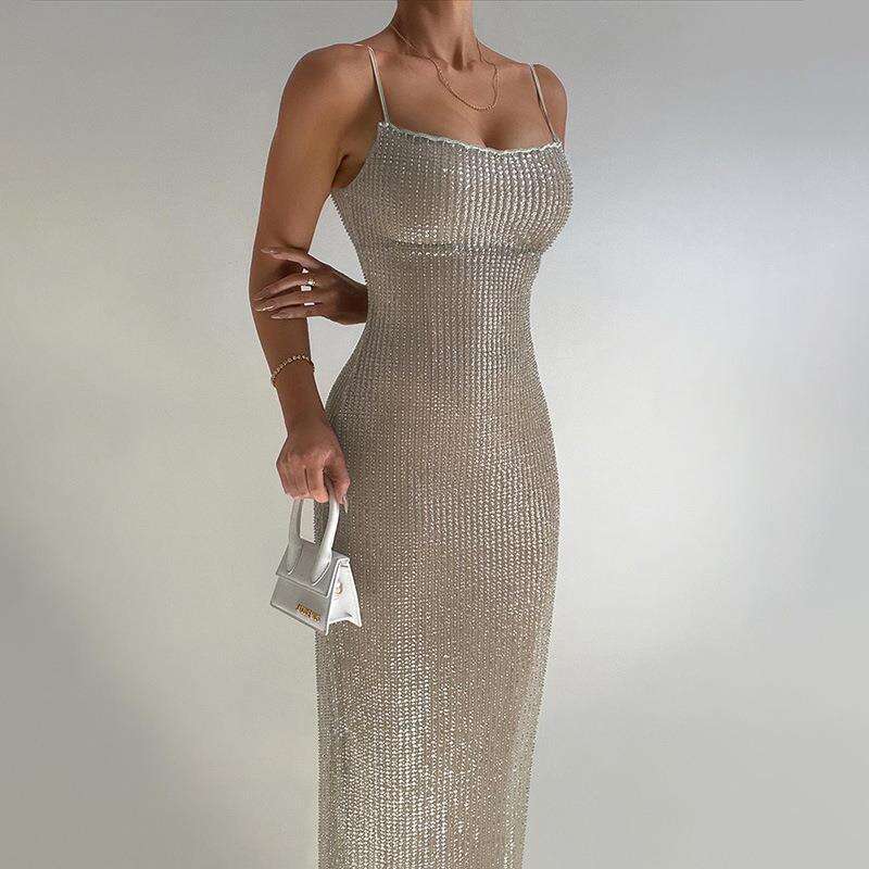 Halter Whit Maxi Dresses JY Summer New Trendy Sexy Slim Fit Long Fashion And Temperament Bead Sling Dress Women S Prom Sexy Dress