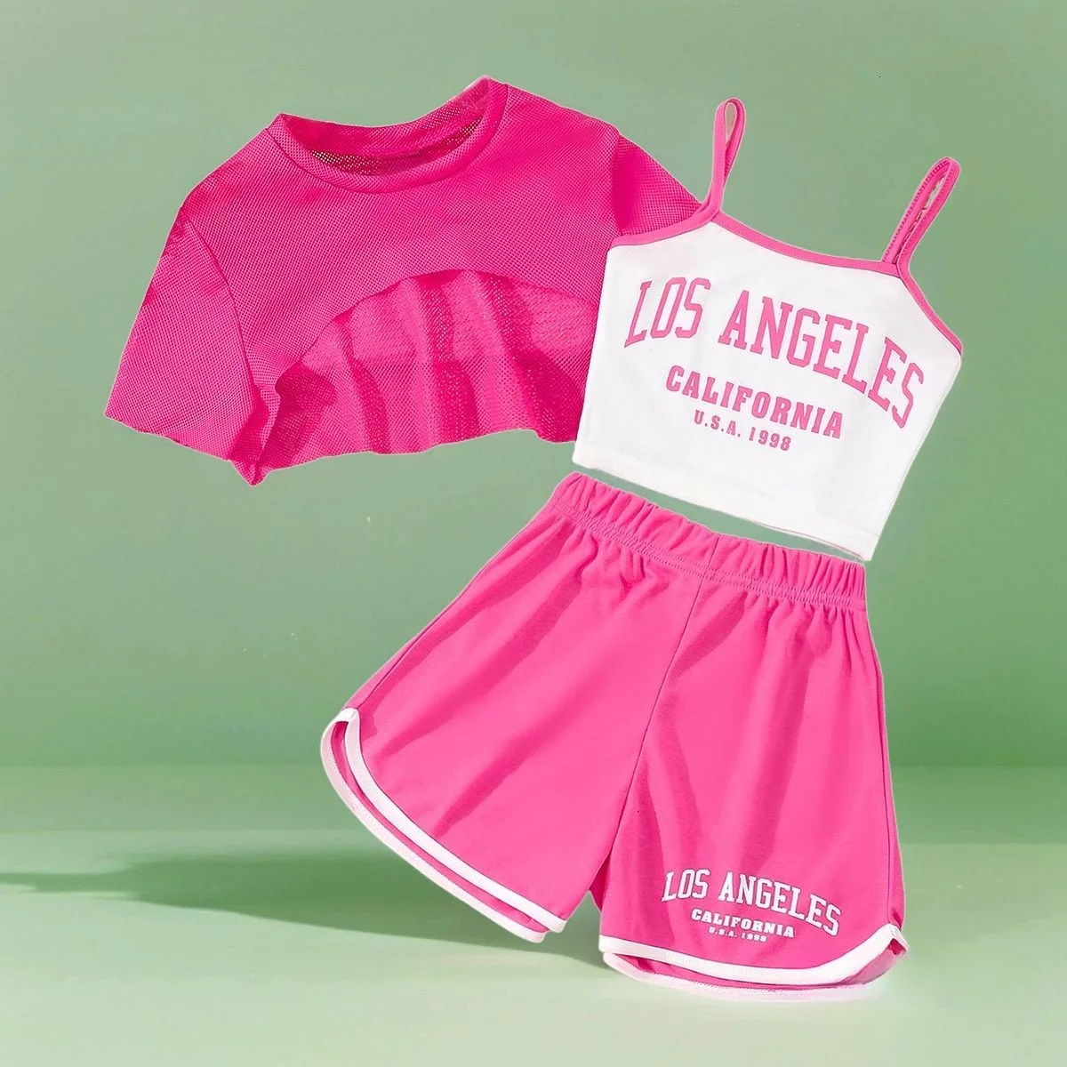 2024 Kids Girls Clothing Set Summer Short Sleeve Gauze 3pc Pants Children Outfits Casual Cute Ventilate Coolness Suit 250517z