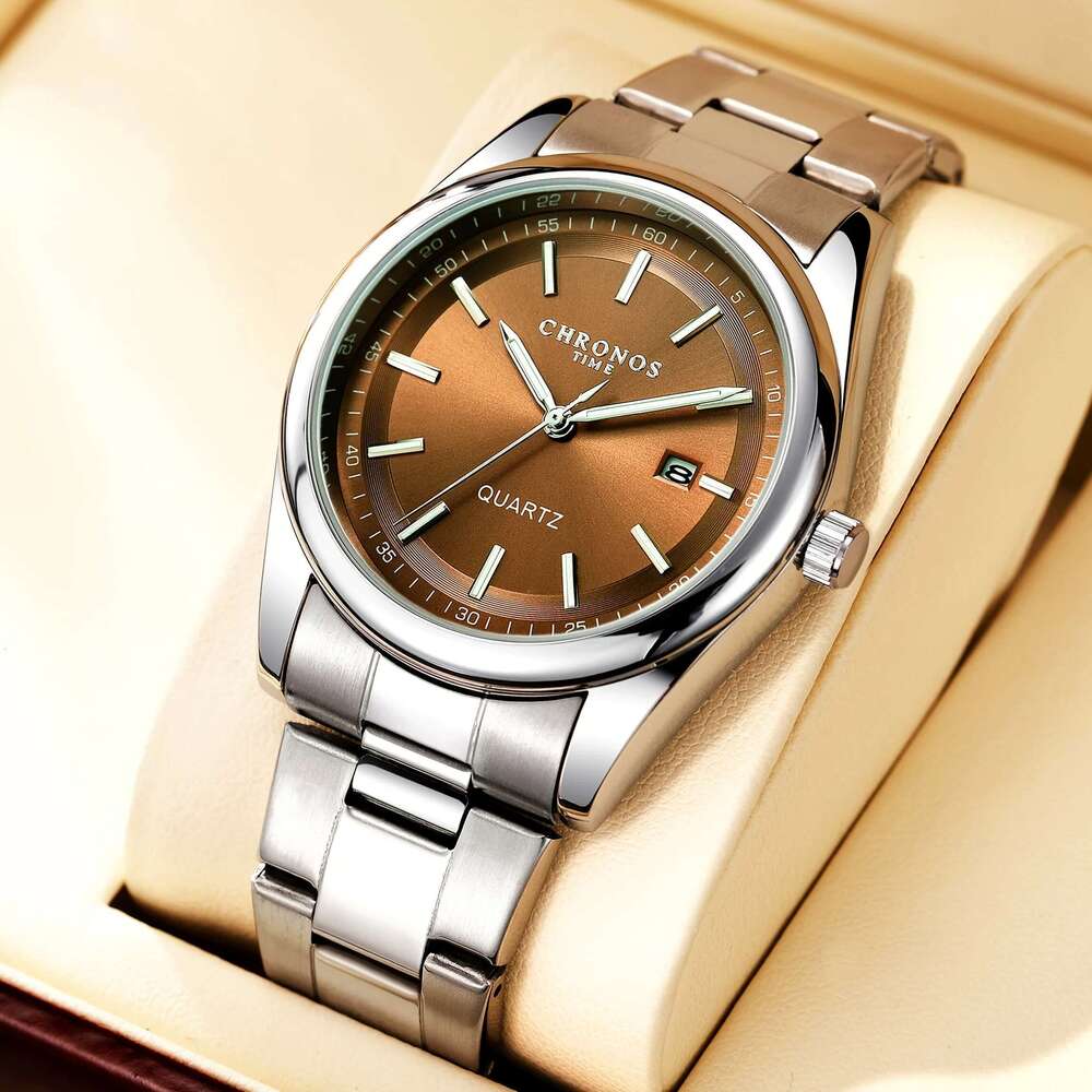 CHRONOS Quartz Watch Men Waterproof Date Luminous Wristwatch Stainless Steel Men's Casual Watches Male Clock Sports Reloj