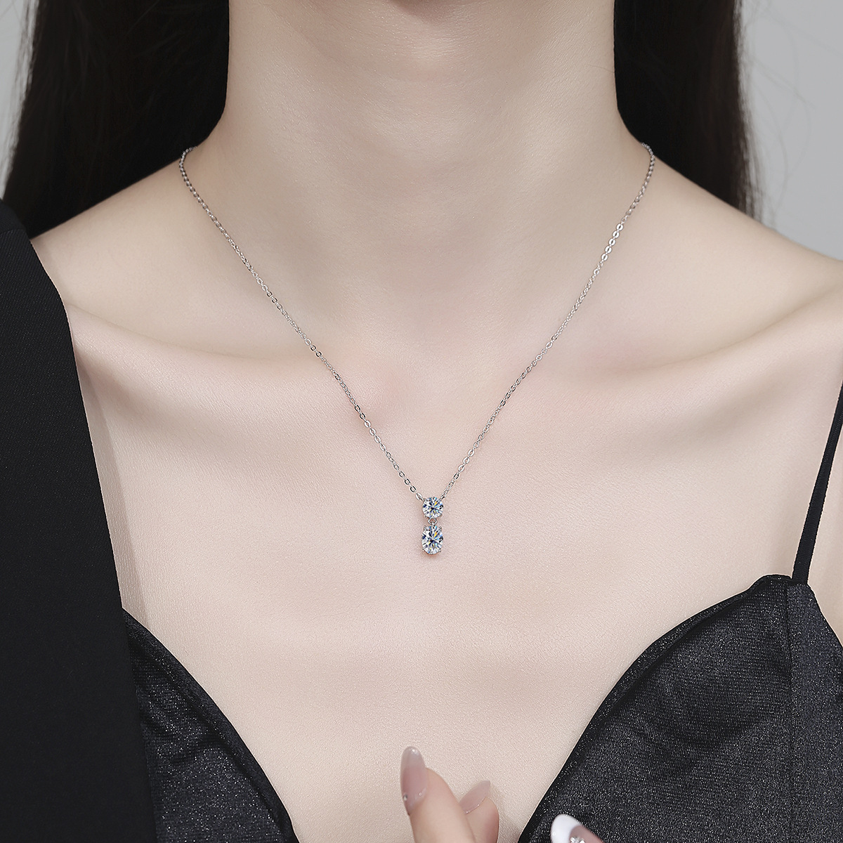 Luxury Women's Jewelry: Elegant Oval Moissanite Pendant Set in Pure White Gold Finish