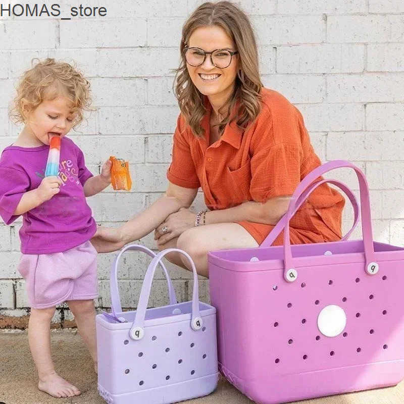 Extra Large beach bag rubber boggs bag xl EVA Waterproof Travel Picnic Capacity Portable Handbag Summer Jelly Tote Bag Kid Purse Q250523