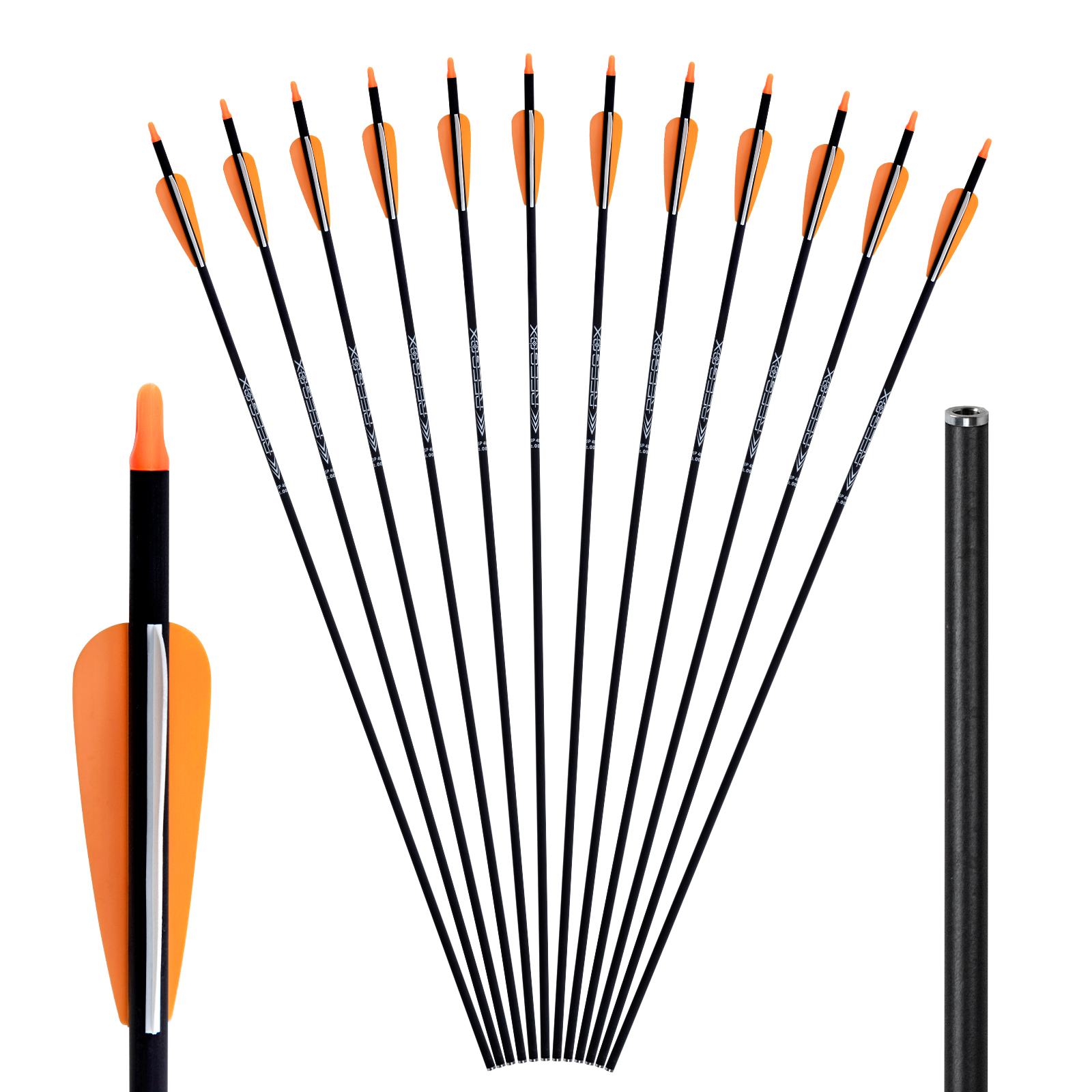 Arrows Without Arrowheads 31inch Archery Targeting Arrows Spine250-600 Arrows 6.2mm Carbon Hunting Arrows Practice Arrows for Recurve Bow and Compound