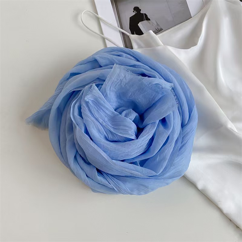 T786 Thin Women's Desert Shawl Color Winning Cotton and Linen Beige Versatile Scarf Xinjiang Tourism Sunscreen Gauze Scarf
