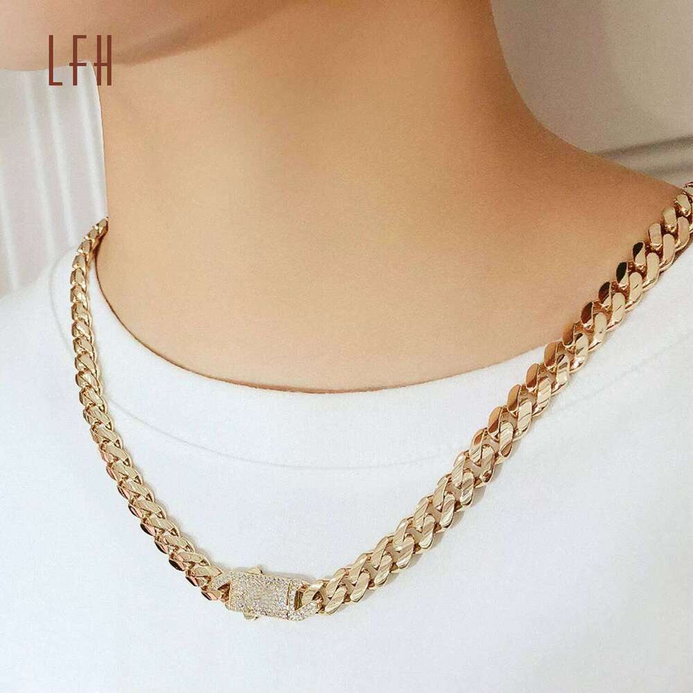 LFH Wholesale Pure Real Gold Miami Cuban K Necklace Hip Hop Chain Au750 Curb Bracelet Custom Au750 Chains For Men