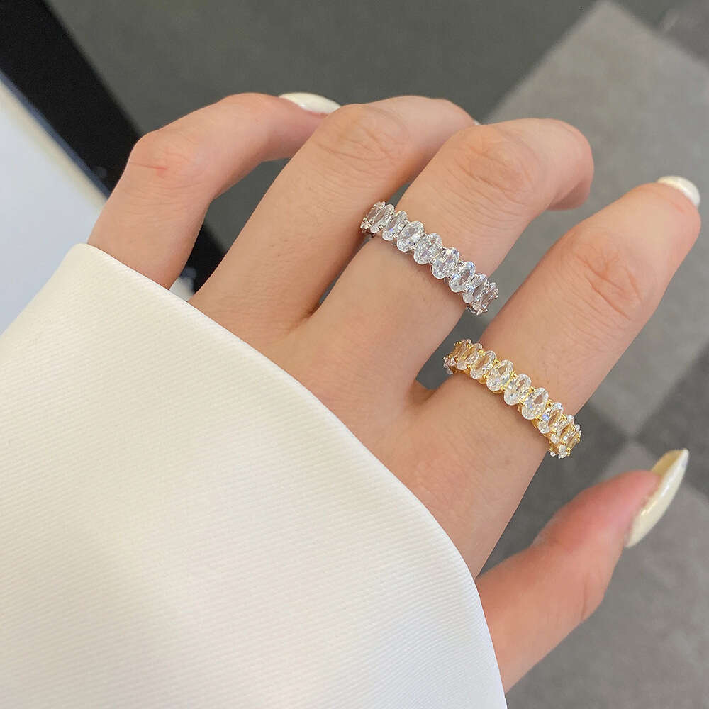 925 Sterling Silver Oval Cut Full Eternity CZ Ring