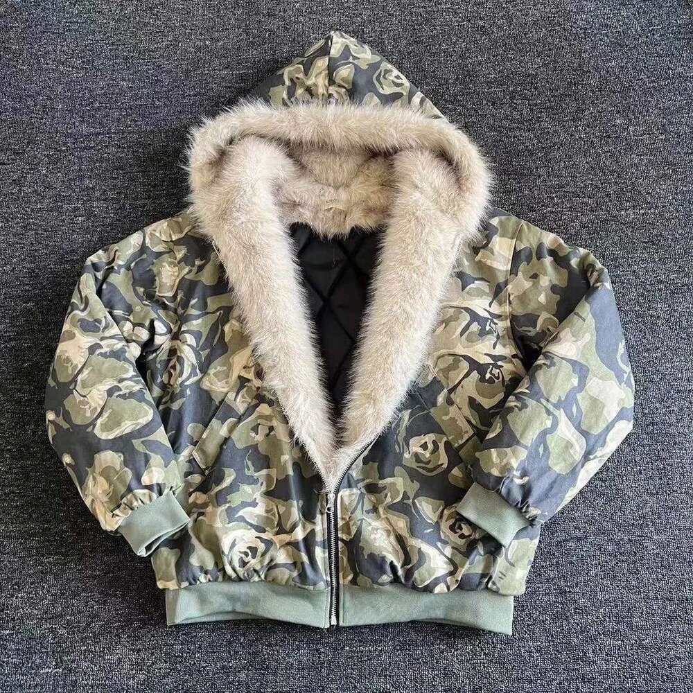 Coats Designer Women American Vintage Camouflage Plush Hat Jacket Y2k High Street Hip Hop Haruku Loose Women Make Old Hoodies Fashion Streetwear Desig