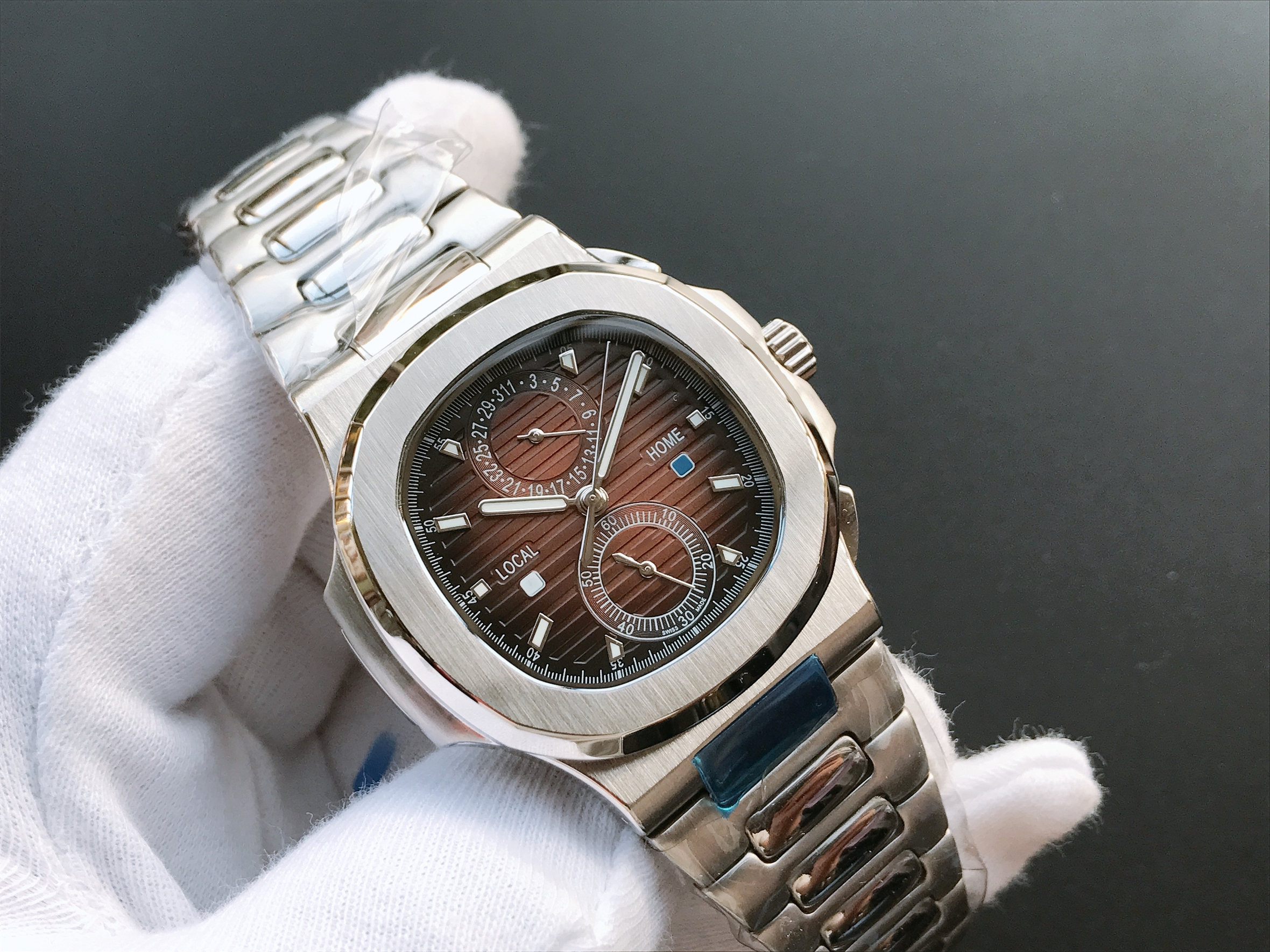 Brand New Men Aquanaut nautilussity 5990 Series wristwatches Men's Automatic Mechanical watches women Luxury Watch Brown Dial Rose Gold Stainless Steel Strap #668