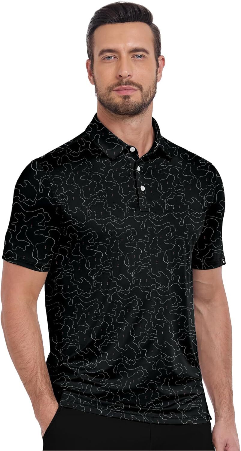 Mens Polo shirt Golf Shirts for Men Short Sleeve Print Polo Shirt Moisture Wicking Regular Fit Casual Beach Polo Polos shirts fashion