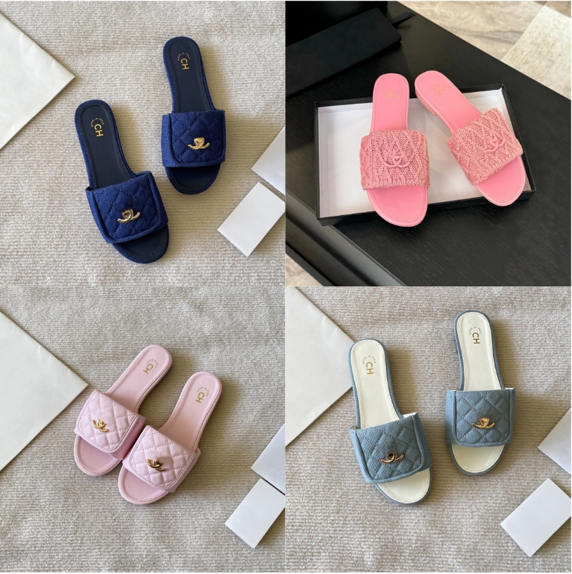 AAA Summer Luxury designer Sandal Women Mules Shoes Fashion Lychee Pattern Open Toe Slides Ladies Square Heel Mules Female Designer shoes