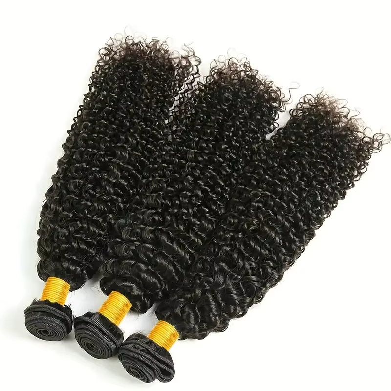 Afro Kinky Curly Human Hair Bundles 100% Virgin Raw Human Hair Extensions Brazilian Hair Weave Bundles 20inch Deal Curly Natural Black Color Bundles V
