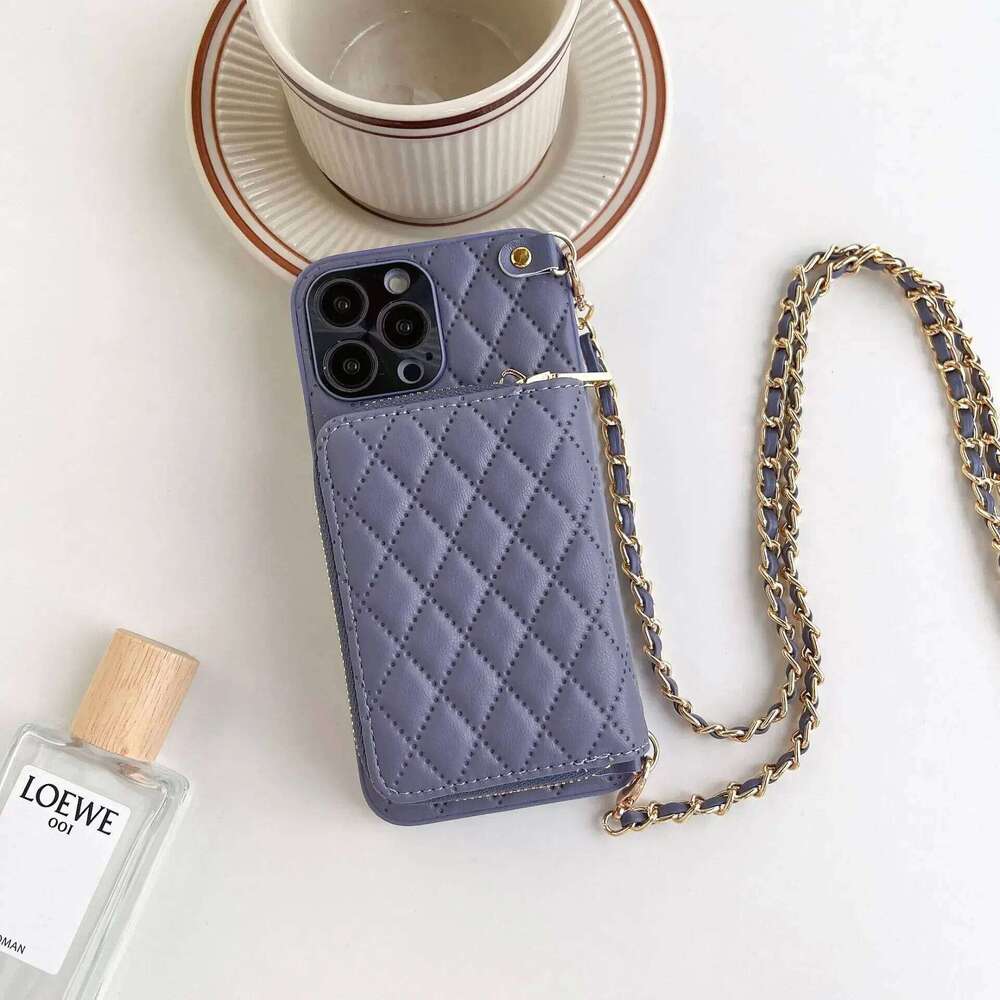 Crossbody Lanyard Strap Phone Case for IPhone 16 15 14 13 12 11 Pro Max Zipper Wallet Card Slot Holder Chain PU Leather Cover