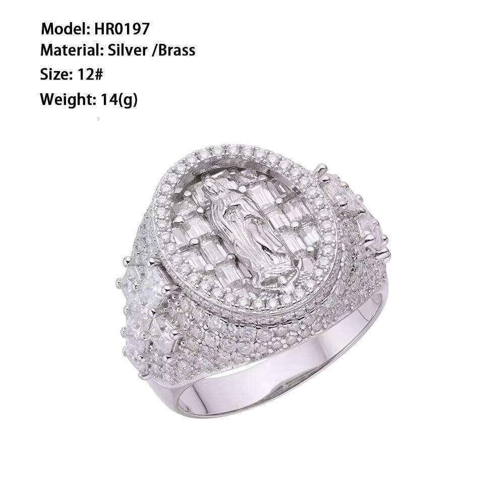 Hot Sales Hip Hop Jewelry Iced Out Sterling Sliver Custom VVS Moisssanite Dia Big Round Jesus Ring for Men