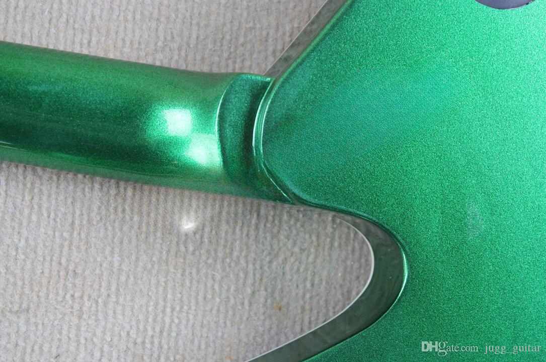 Rare Green Electric Guitar with Star Graphics, Bold and Unique Design