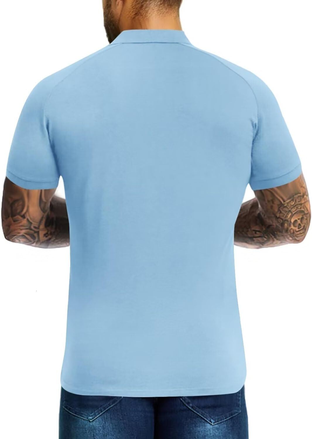 Mens Polo shirt Short Sleeve Golf Shirts Casual Polo Muscle Athletic Fit Stretch Workout Collared Shirt Polos shirts