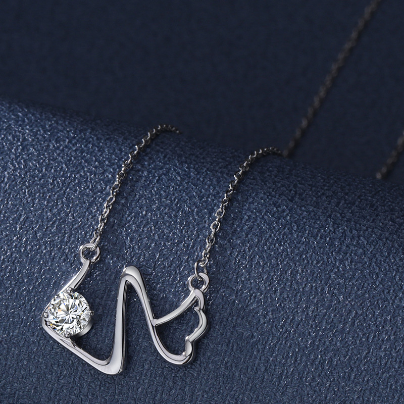 Moissanite Fish Design S925 Sterling Silver Necklace, Minimalist Luxury Design, Fashionable and Versatile Women's Jewelry, Perfect Birthday and V