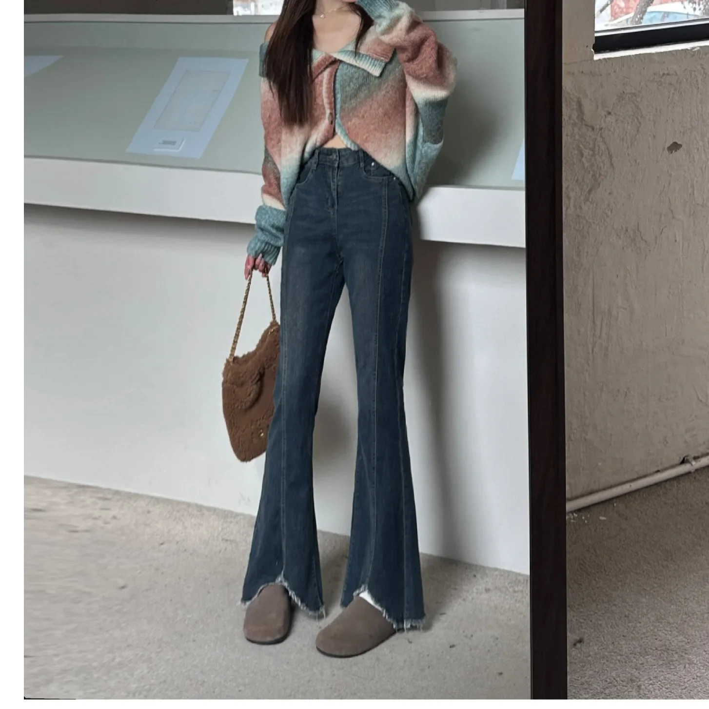 Plus Size High Waist Fleece Lined Flared Jeans n Sensation Slimming Wide Leg Pants plus Denim Trousers 250523