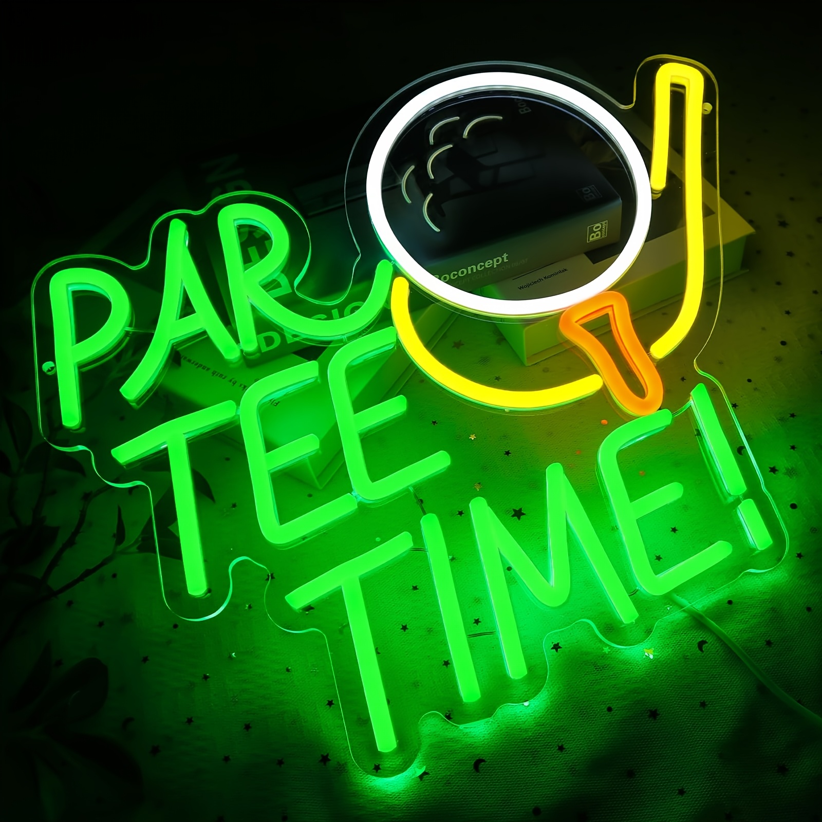 Neon Sign for Wall Decor, Par Tee Time Neon Sign, 15.4*12.2in Golfing LED Sign USB Dimmable Golf Ball Neon Lights for Room, Party, Club, Office, Man C