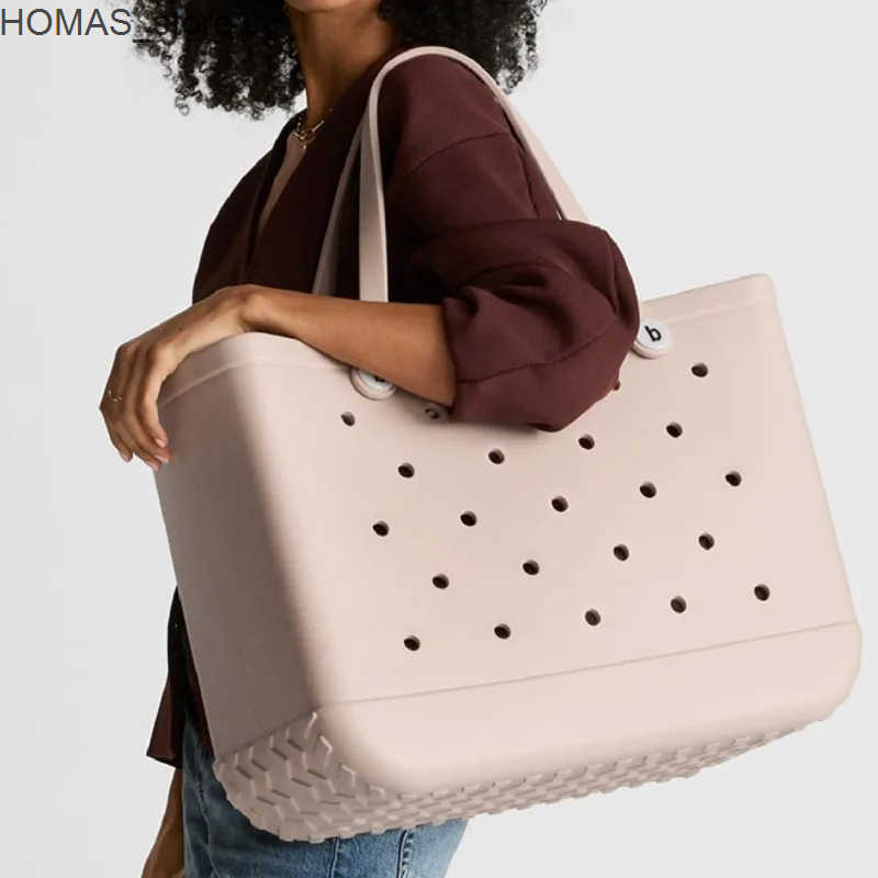 XL Beach Croc Bag EVA Rubber Waterproof Travel Picnic Storage Basket Extra Large Women Shopping Handbag Sac Jelly Beach Tote Bag Q250523