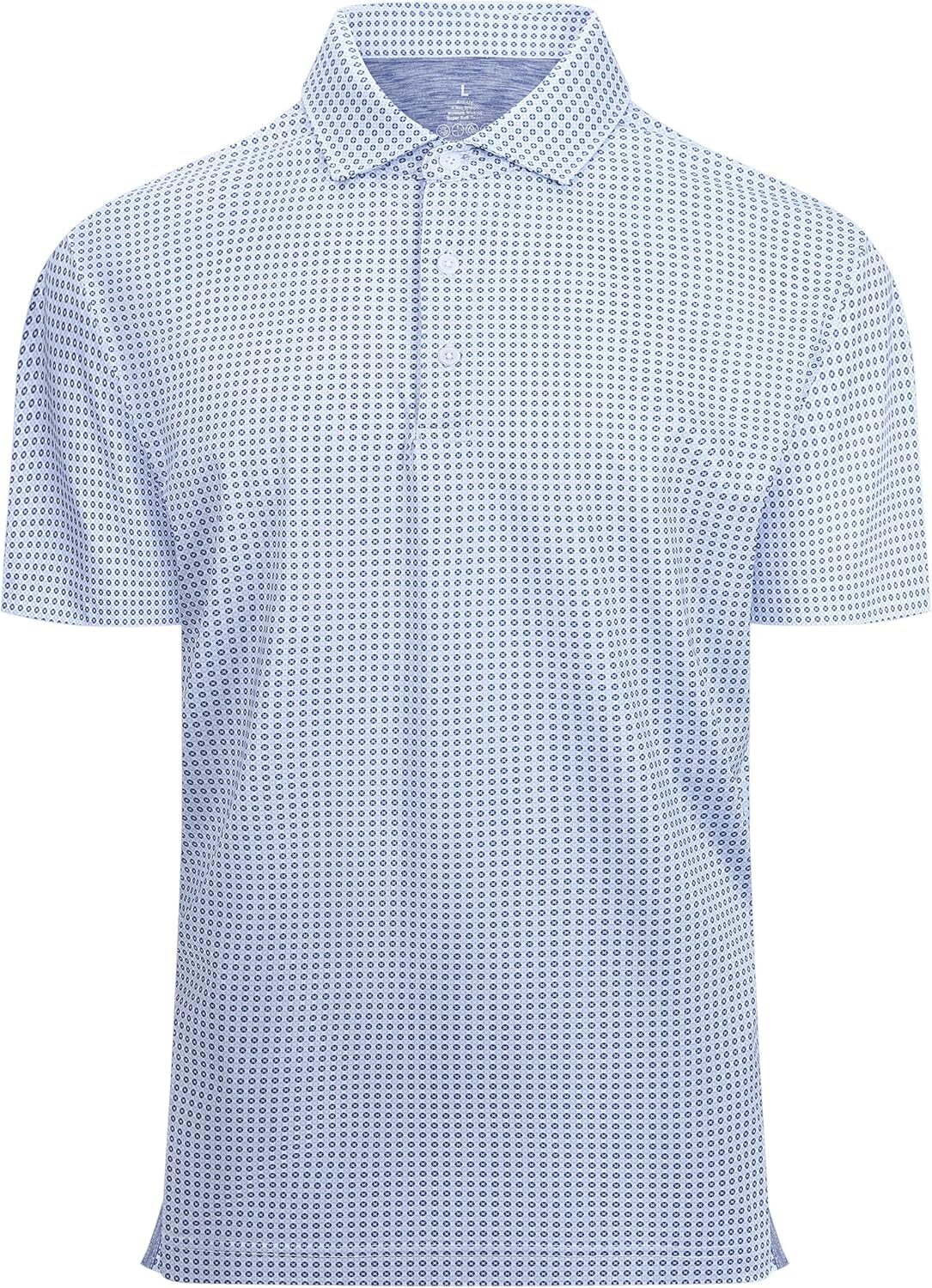 Mens Polo shirt Golf Shirt Short Sleeve Super Stretch Printed Golf Polo Moisture Wicking Dry Fit Polo Shirts for Men Polos