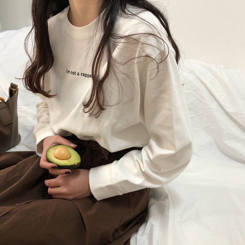 CL1105 Autumn new women's clothing Korean long-sleeved T-shirt women's tops Korean loose letter thin sweater women