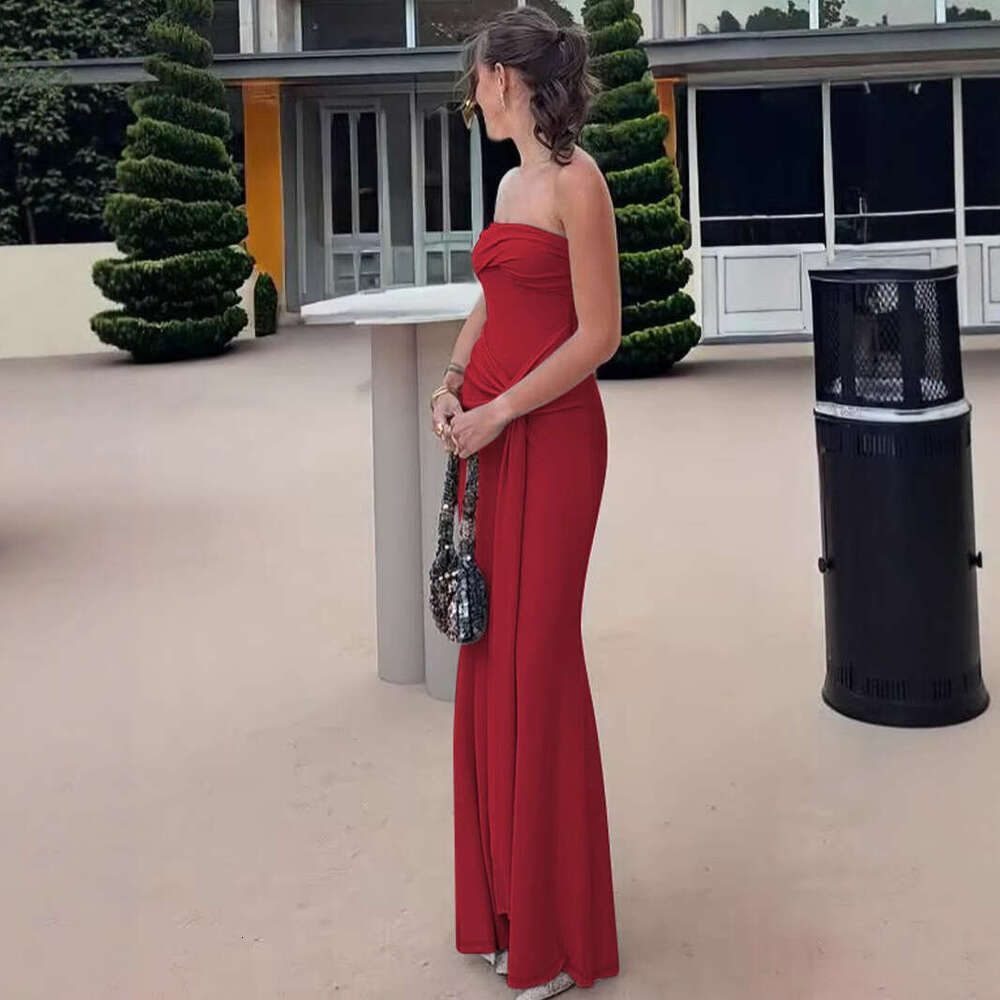 Halter Whit Maxi Dresses Wind Spring Summer New Women S Wear Solid Color Slimming High Waist Fashion One Piece Collar Sleeveless Dress For Women Prom 