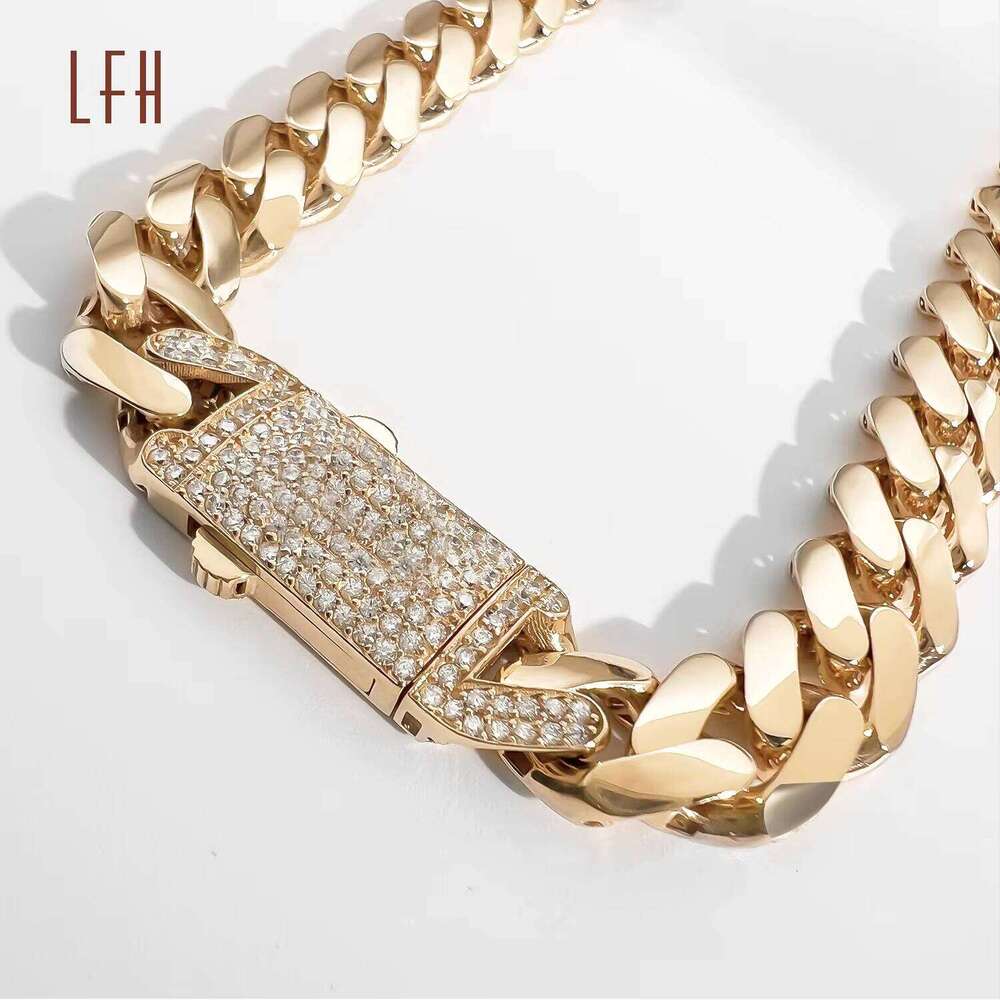 LFH Wholesale Pure Real Gold Miami Cuban K Necklace Hip Hop Chain Au750 Curb Bracelet Custom Au750 Chains For Men