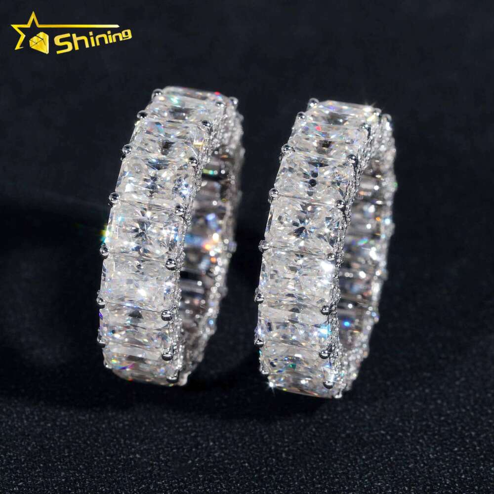 10K 14K Real Gold Wedding Full Lab Grown VVS Moissanite Dia Jewelry Engagement Eternity Band Ring