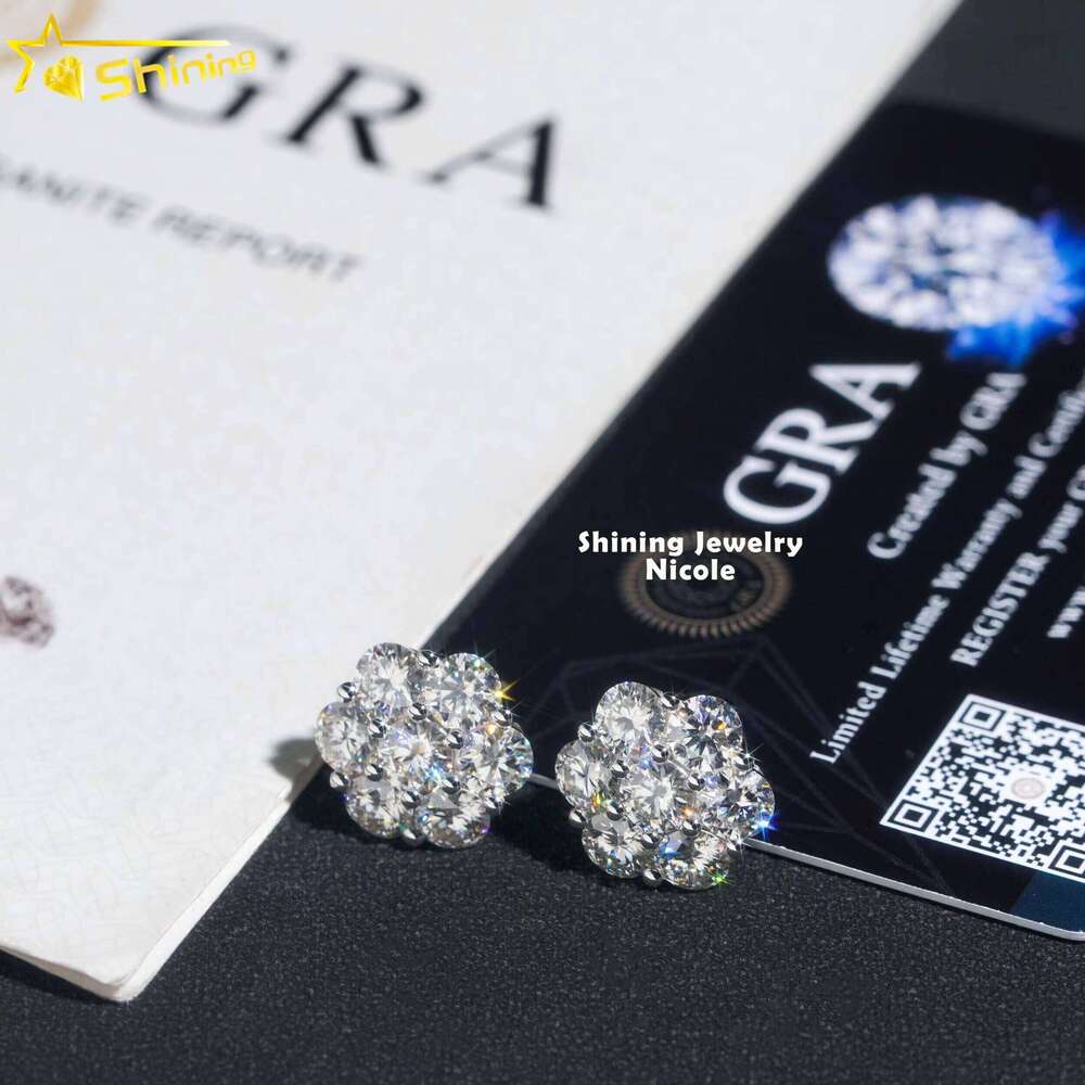 Hip Hop Fashion Iced Out 15Mm Width Real 10K Solid Gold VVS Moissanite Wer Earrings For Men