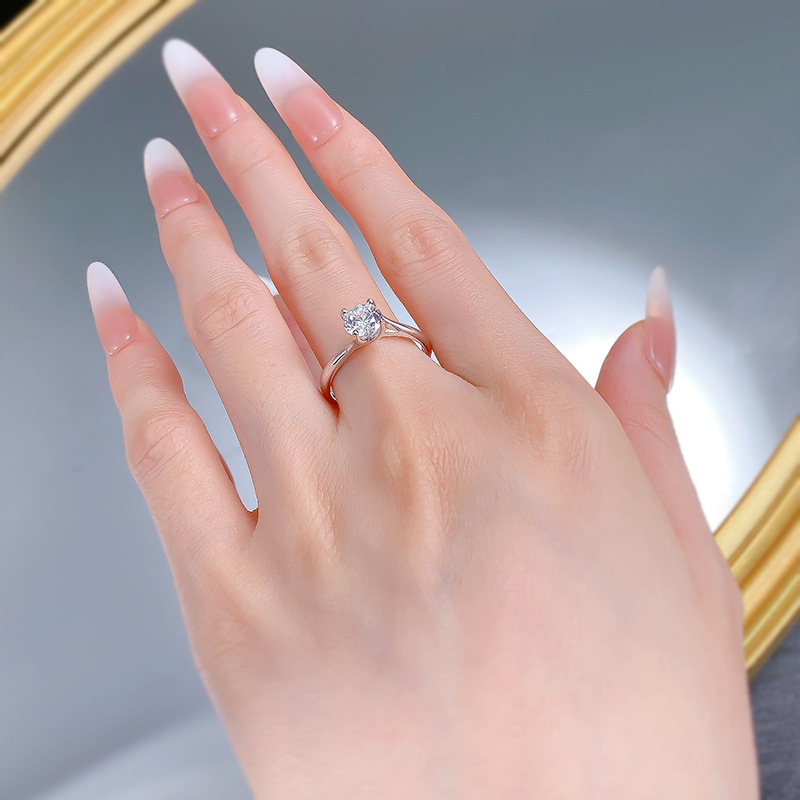 Lab White Moissanite Diamond Wedding Rings Women Simple Fine Jewelry Designer Genuine 100% S925 Sterling Silver Eternity Women Engagement Crown Band R