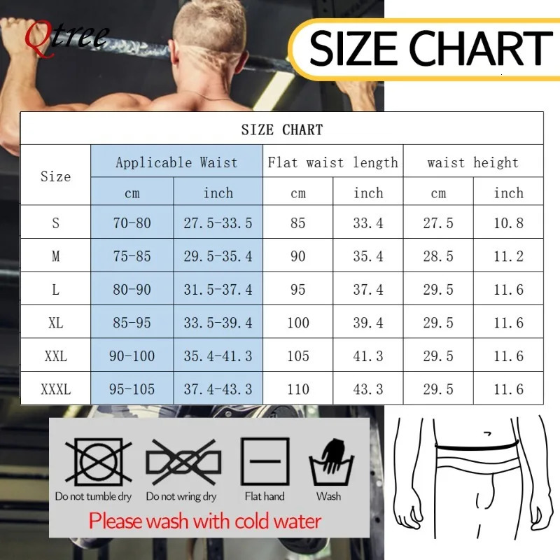 Qtree Men Waist Trainer Weight Loss Belt Slimming Body Shaper Workout Fat Burning Corset Sauna Sweat Wrap Fitness Trimmer Strap 250519