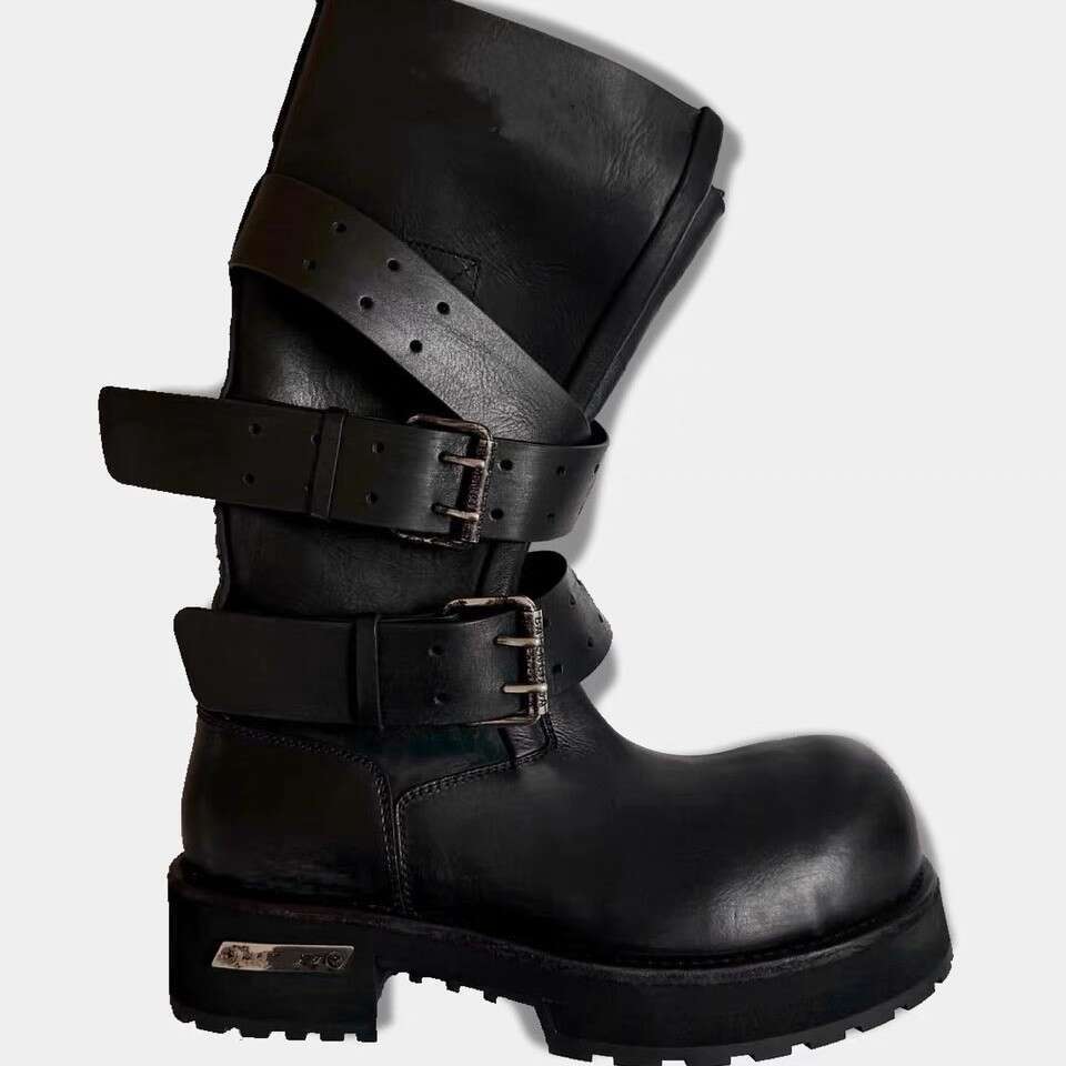 Bajia belt buckle Venom for spring summer 2025, new style with big toe, thick bottom, and increased height, punk motorcycle boots