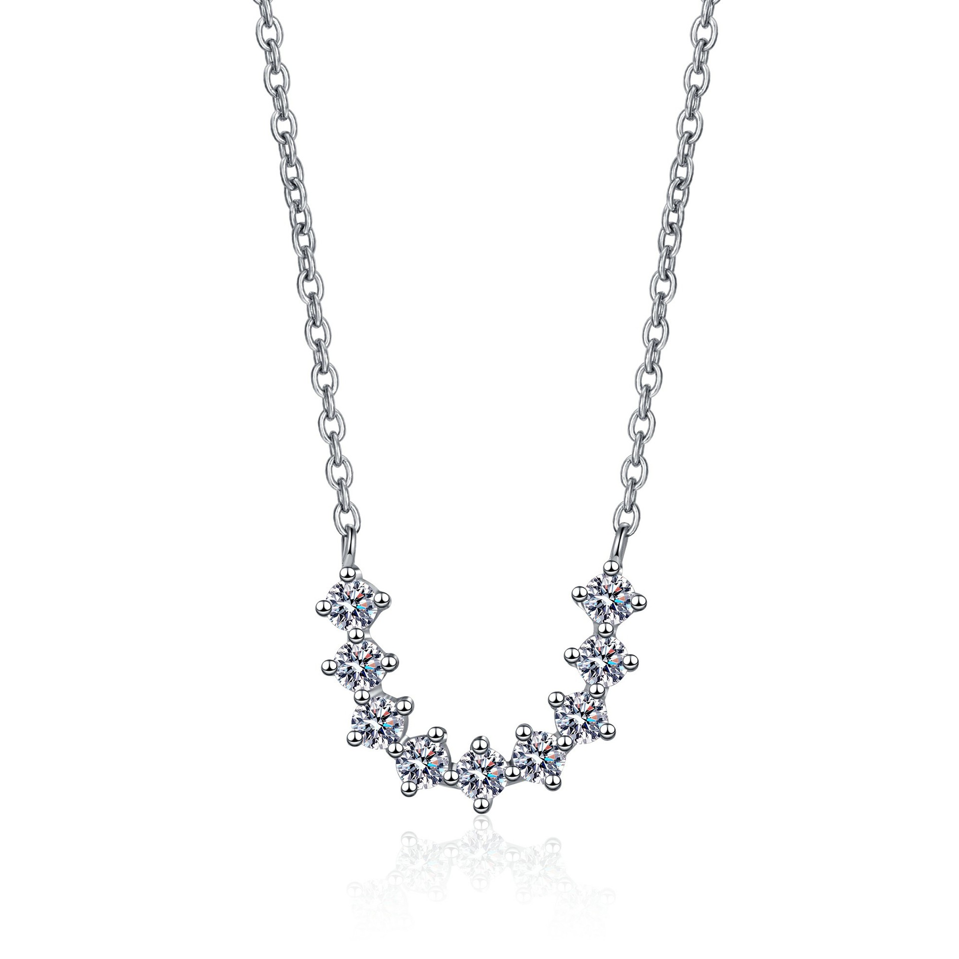 S925 Sterling Silver U-Shape Moissanite Necklace, Simple and Elegant Pendant for Women, Perfect Gift for Valentine's Day and Special Occasions