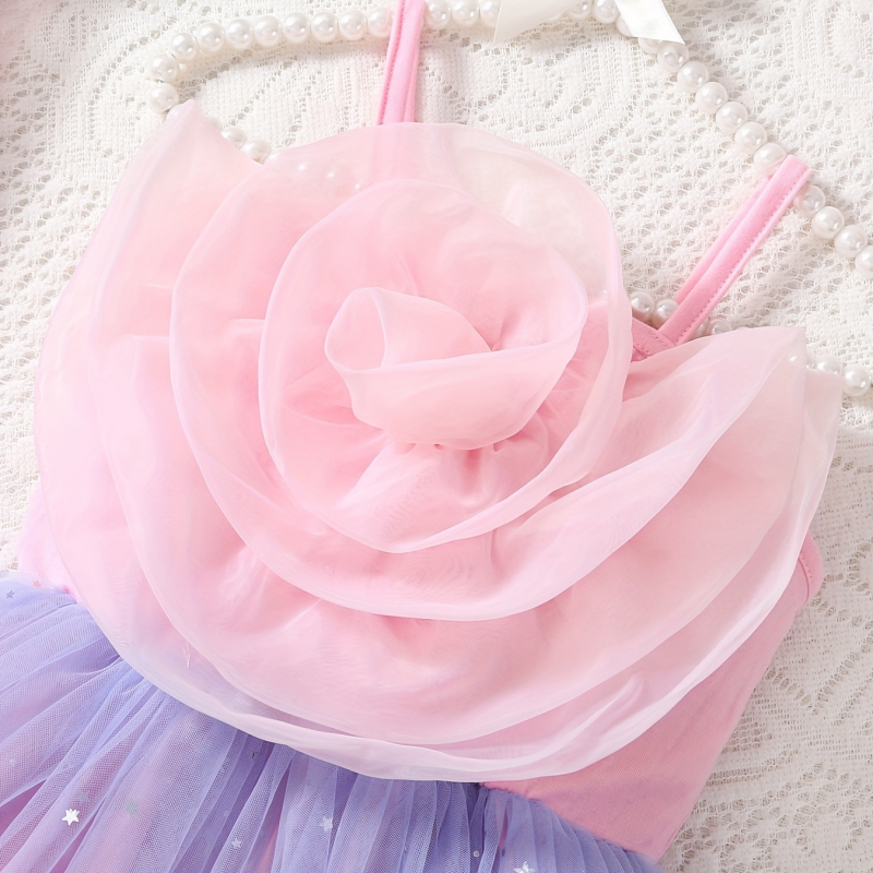 DISNEY baby Elsa Princess dress with short sleeves and mesh skirt for children's day performance summer little girl rainbow dress children's